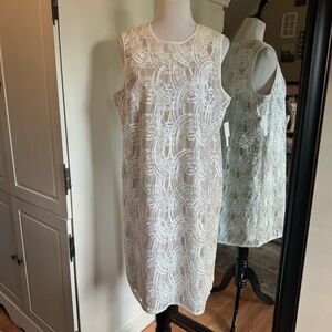 Liliana Size 16 Ivory Jeweled Neckline Shift Dress